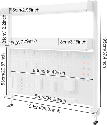 Miniatura 3 de Estante organizador de escritorio con abrazadera con tablero de clavijas, multiusos, estantería de escritorio, estantería de escritorio, estante de