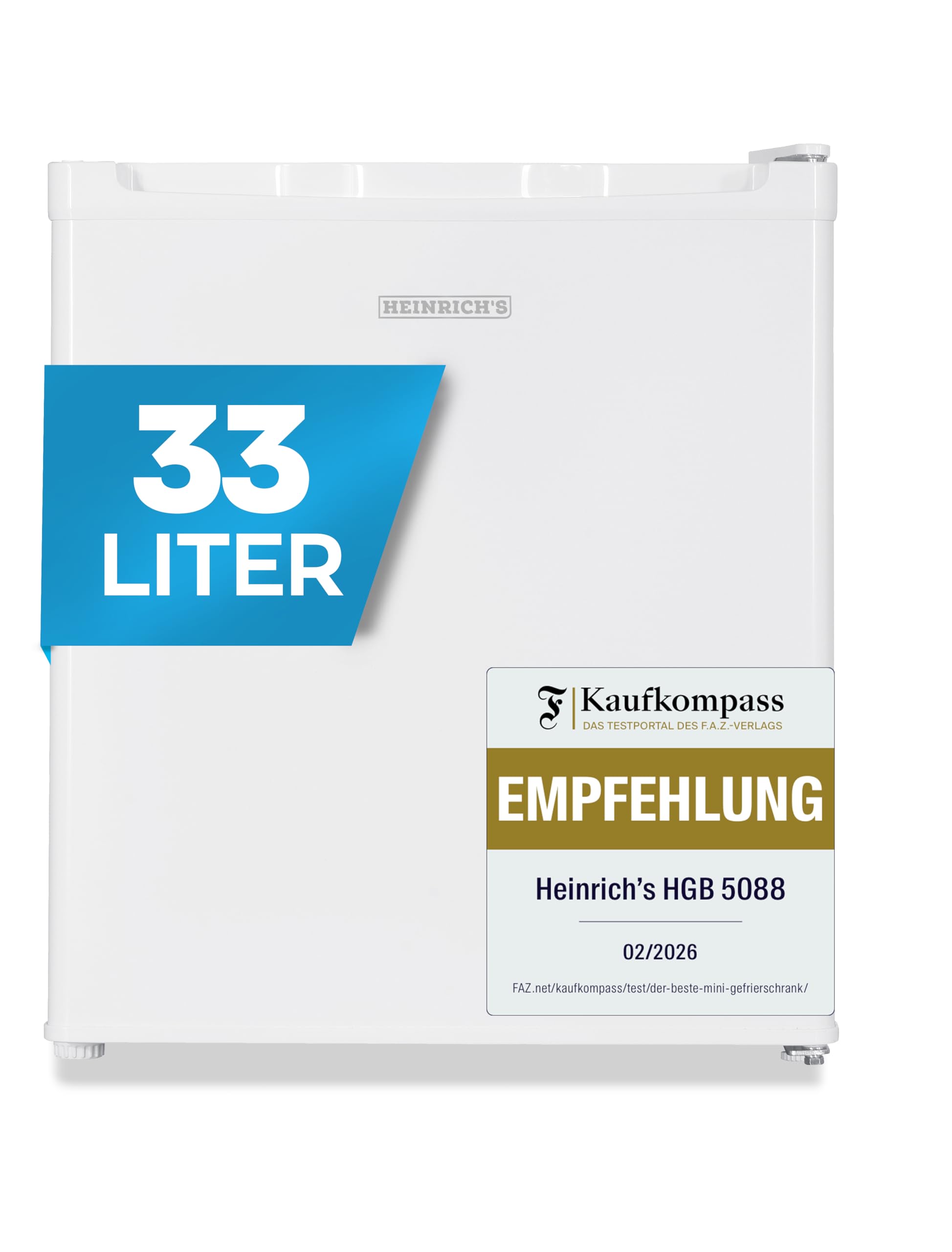 Heinrich´s Mini Gefrierschrank 33L -18°C klein kompakt leise:40db Gefrierbox; wechselbarer Türanschlag; mini Tiefkühltruhe Tiefkühlschrank,perfekt für Büro Camping Outdoor