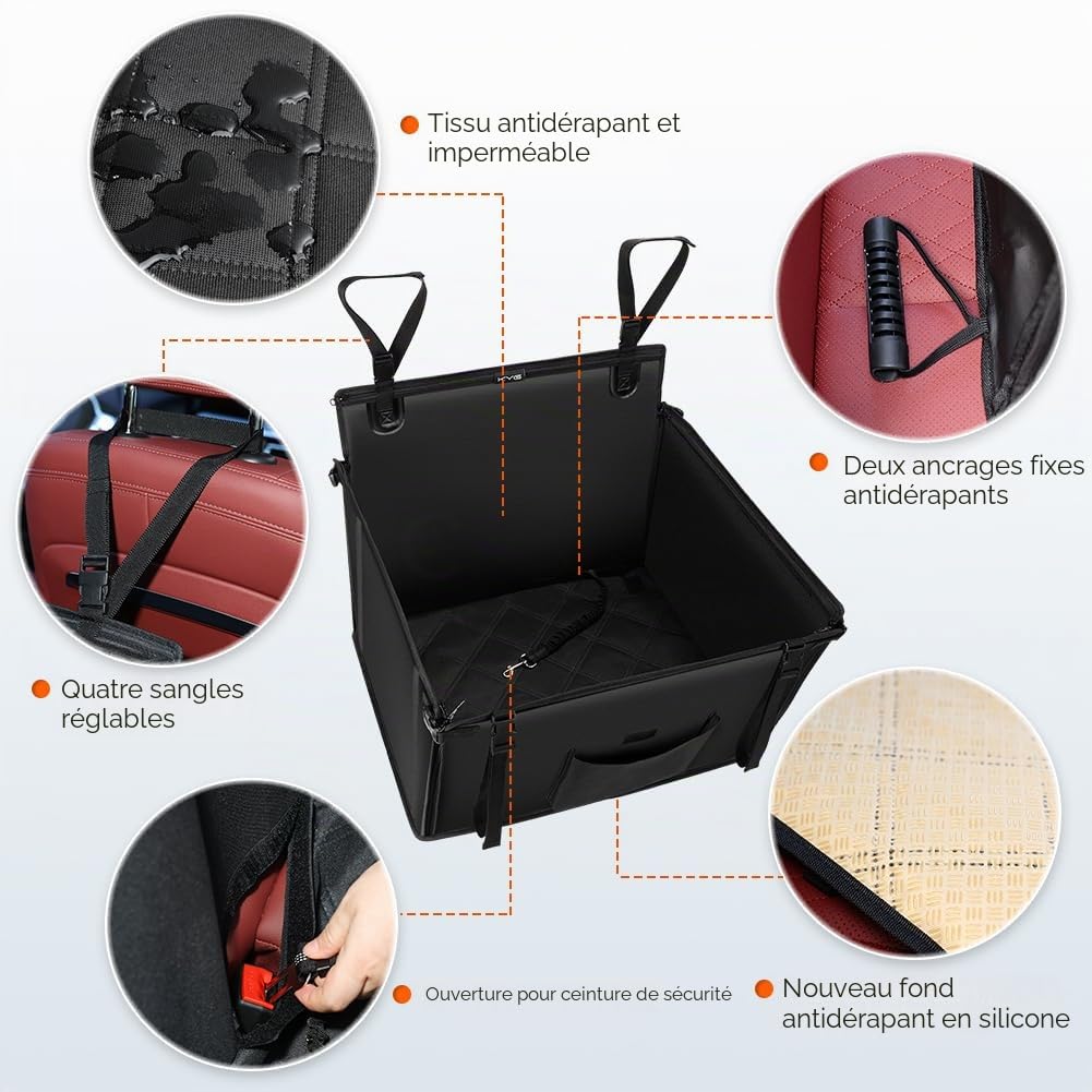 KYG Siège Auto pour Chien,Imperméable Antidérapant Panier Chien Voiture, Résistant Transport Pet Voiture, Siège Renforcé pour Chiens de Taille Moyenne et Grande