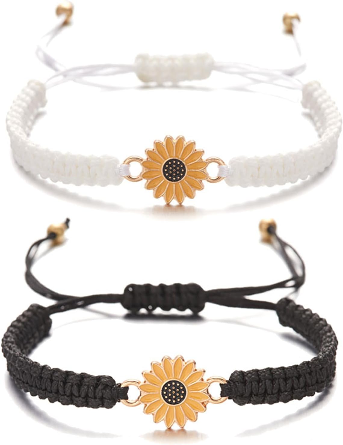 Sunflower Bracelets Adjustable Boho Handmade Braided Rope String Sunflower Daisy Charm Friendship Matching Bracelets Promise for Couples Women Men