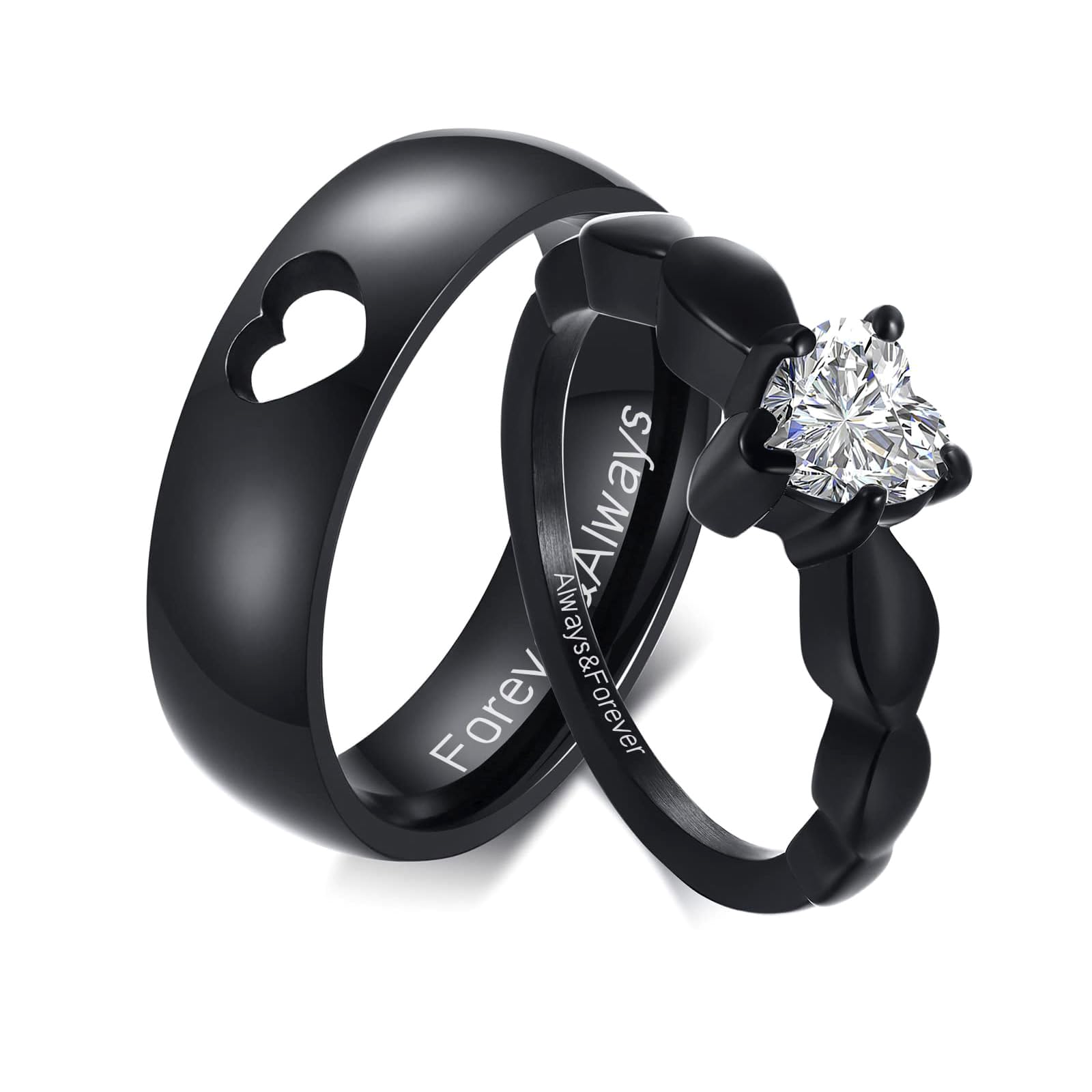 Personalized Couple Rings for him Her,Custom Engrave Name Stainless Steel/Tungsten His and Her Matching Promise Wedding Ring Set for Men Women bf gf,