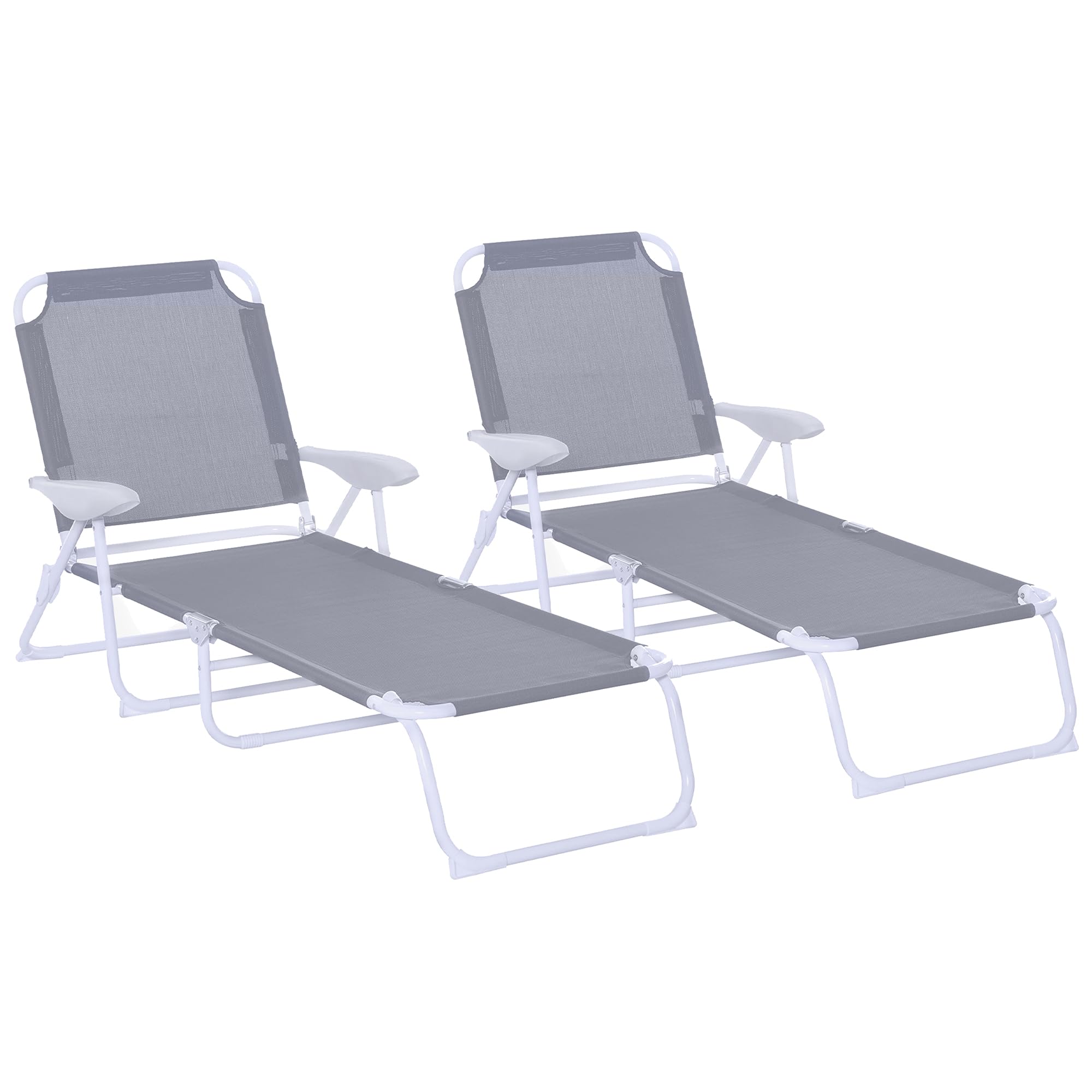 Outsunny Conjunto de 2 Tumbonas Plegables Tumbonas de Jardín con Respaldo Ajustable en 4 Niveles Carga 120 kg para Terraza Piscina 186x66x80 cm Gris