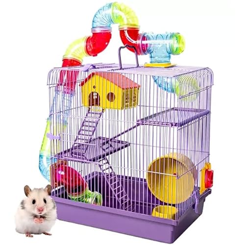Gaiola Tubo 3 Andares Para Hamster Completa Super Luxo Lilás