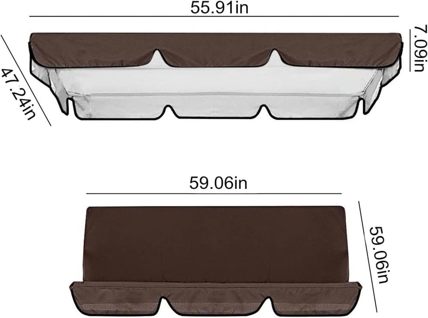 Swing Waterproof Canopy&Swing Seat Cover, Thicken Canopy Garden Swing Seat Replacement Canopy Outdoor Patio Swing Seat Cover（Swing Chair Not Included）