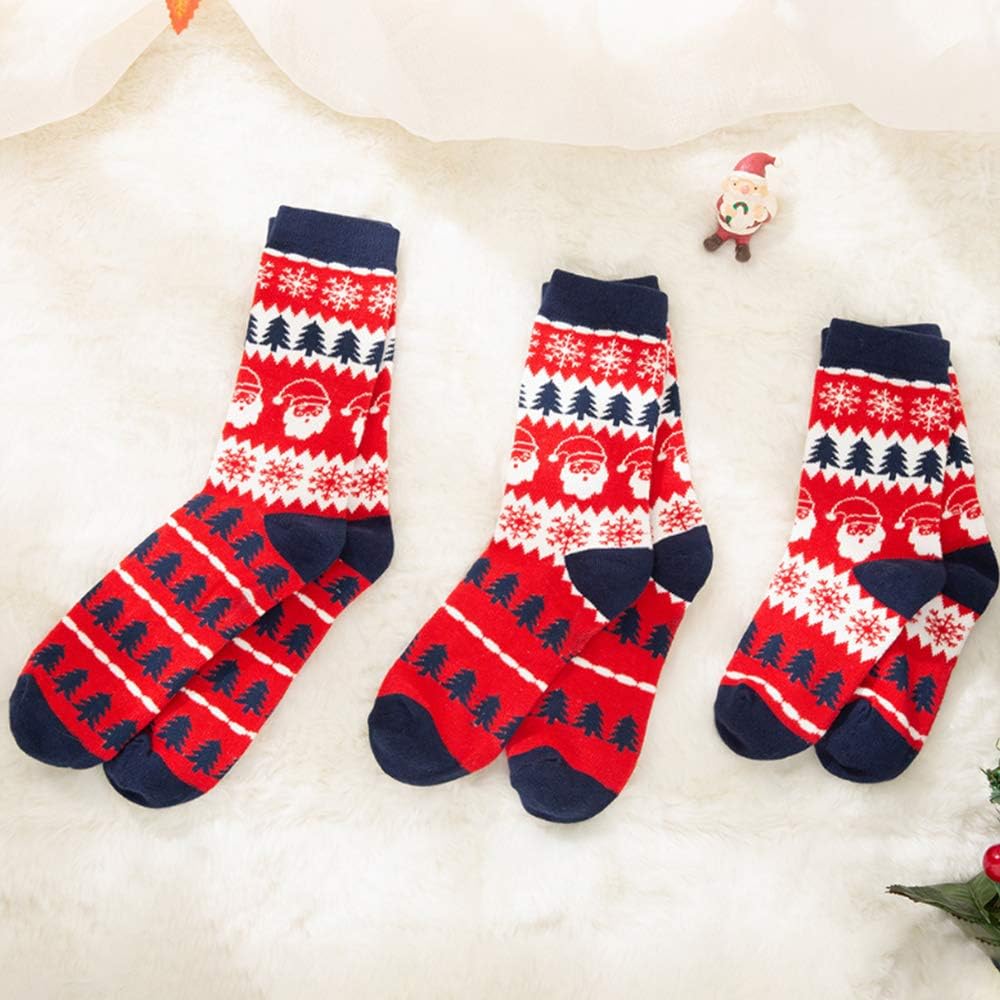 Christmas Family Matching Socks 6 Pairs Non Slip Novelty Holiday Socks for Adults, Toddlers and Kids