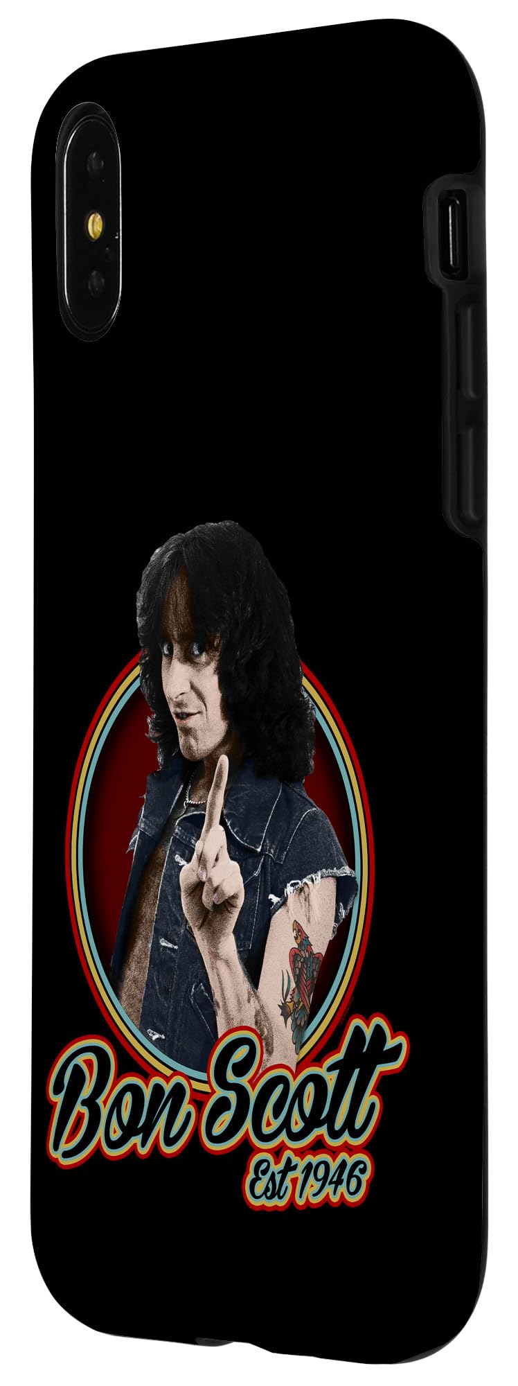 Bon Scott Retro Circle Photo Est 1946 Case for iPhone X/XS - Image 2