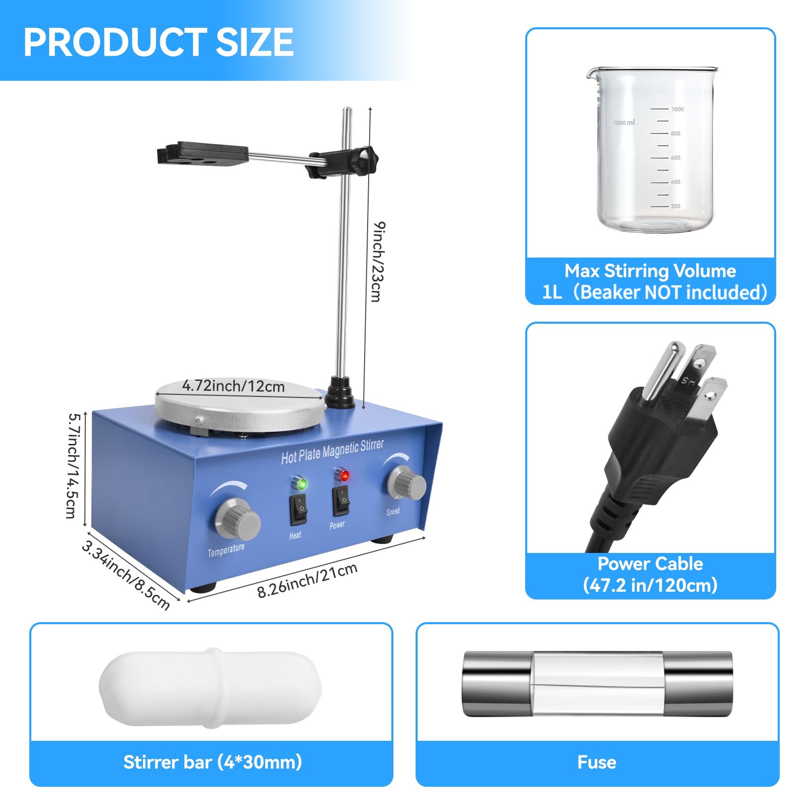 Magnetic Stirrer Hot Plate - Heat & Mix Up to 1000ml -2