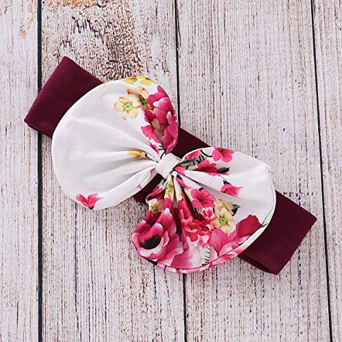 Puseky Toddler Baby Girls Floral Hello Hoodie Sweatshirt+Pant+Headband Tracksuit Outfits Set Wine Red #TOP6