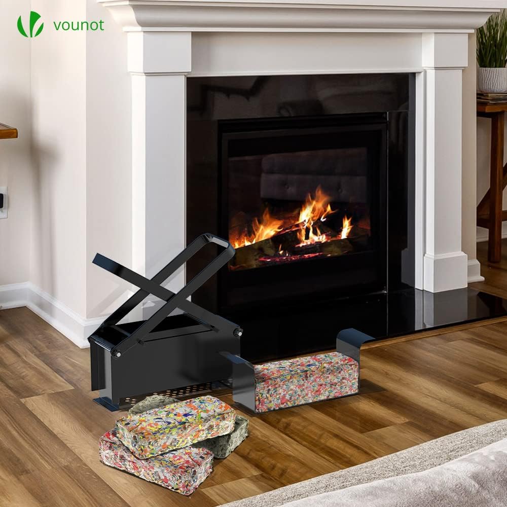 VOUNOT Paper Log Maker Briquette Maker Recycle Newspaper Waste Paper Press Brick Log Maker Heavy Duty Steel
