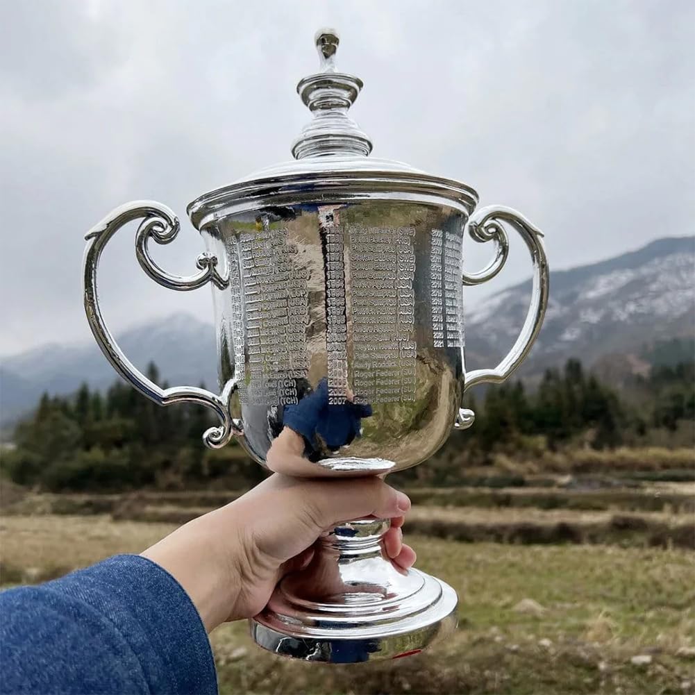 Nachbildung der US Open Tennis-Herren Einzel Champion Trophäe, Challenge Cup Meisterschafts Trophäen Tennis Fan Heimdekoration Sammlerstücke Display Ornamente Kunstharz
