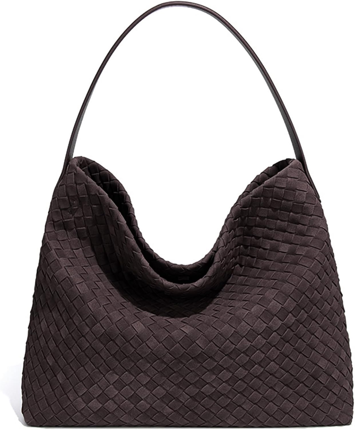 Deftkaze Woven Suede Hobo Bag for Women Trendy Slouchy Shoulder Tote Purse with Leather Crossbody Strap for Work Travel