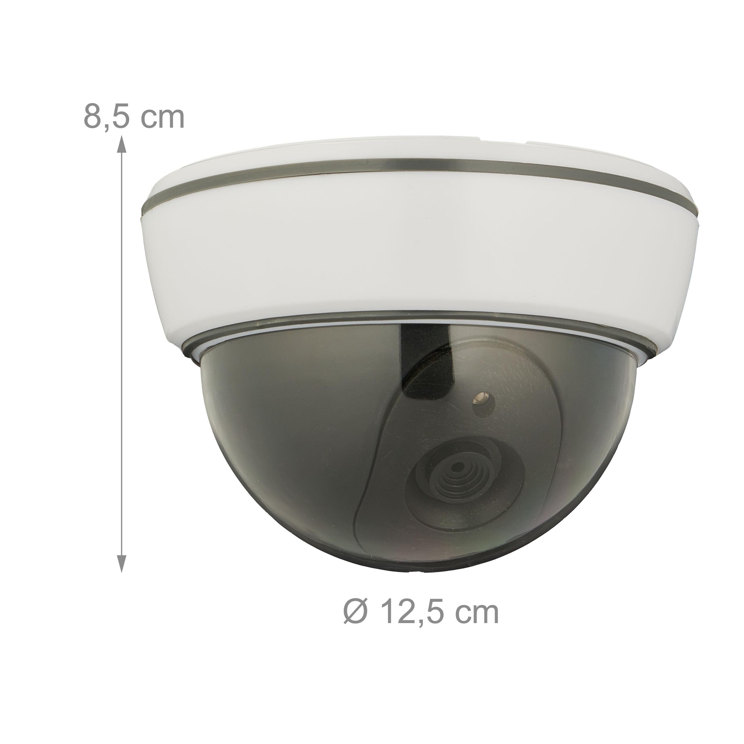 Relaxdays Telecamera Finta di Sorveglianza, Set 3 Dummy Camera, LED Lampeggiante, Interni e Esterni, Deterrente, Bianco
