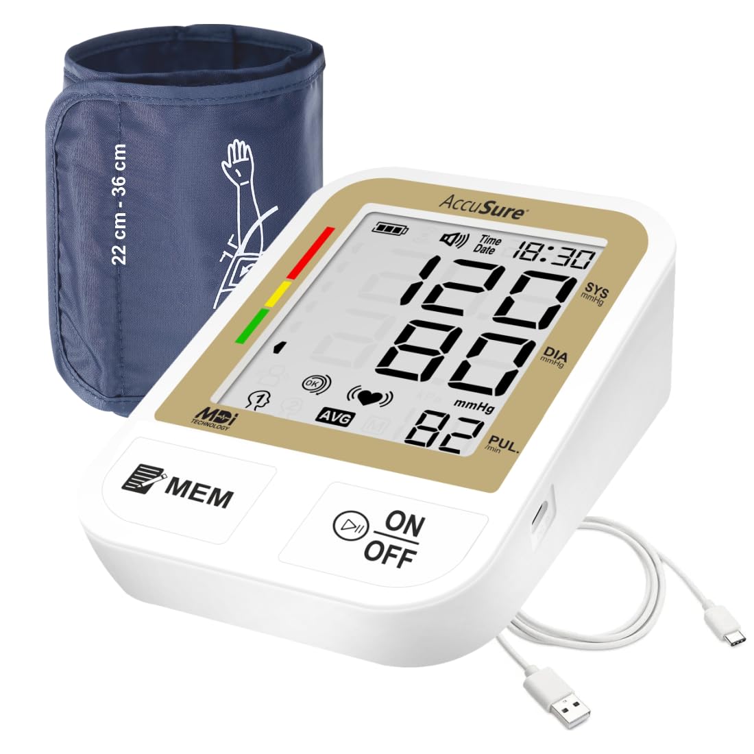 AccuSure Fully Automatic Digital Blood Pressure Monitoring Device | BP Apparatus for Home | Portable Digital BP Check Machine for Hypertension & Managing Heart Health-image-35