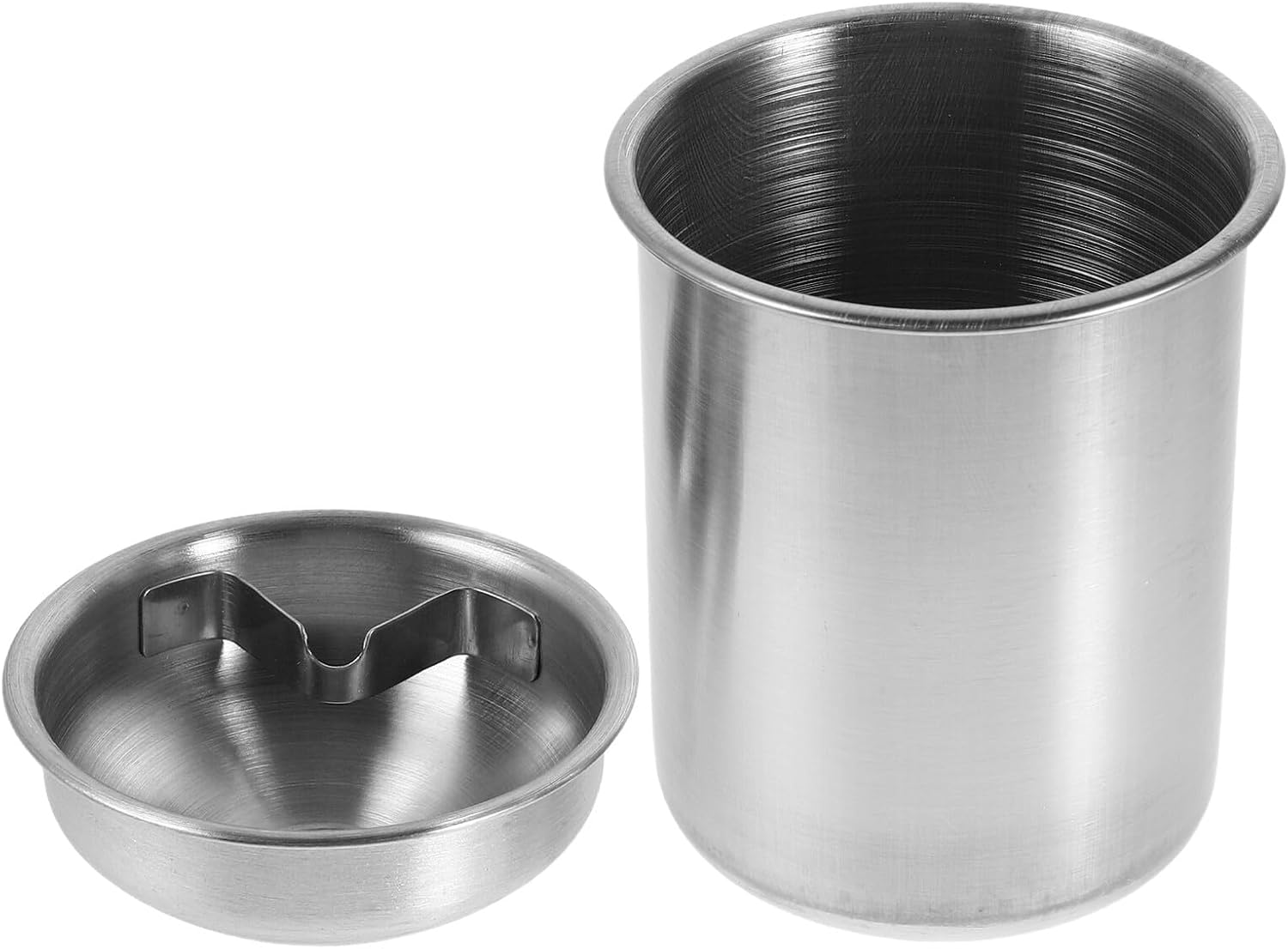 Portable Stainless Steel Car Ashtray with Lid Funnel Shape Smokeless Ash Tray and Trash Can Organizer for Office Indoor and Outdoor Use Modern Stylish Silver Design