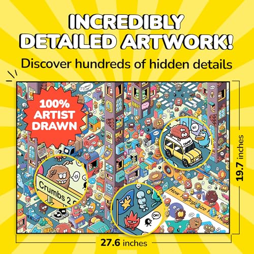 Image of Odd Pieces Jigsaw Puzzles 1000 Pieces with Storytelling Comics, for Women, White Elephant, Mystery Puzzle for Adults & Kids - 19.7'' x 27.6'' Frameable Magic Puzzle Art (Turbo 3000)