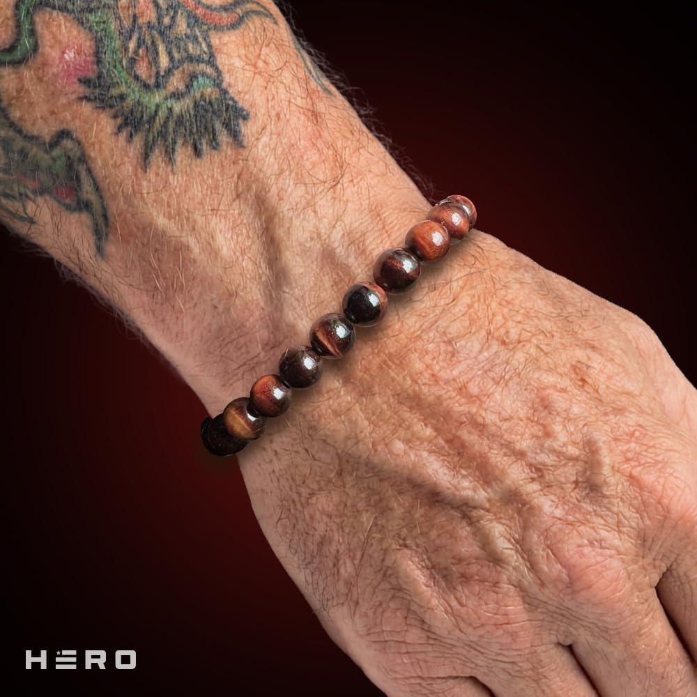 Hero Company R.E.D. Tiger’s Eye and Titanium Magnetic Bead Bracelet for Father's Day - Helps Pair Veterans With A Service Dog