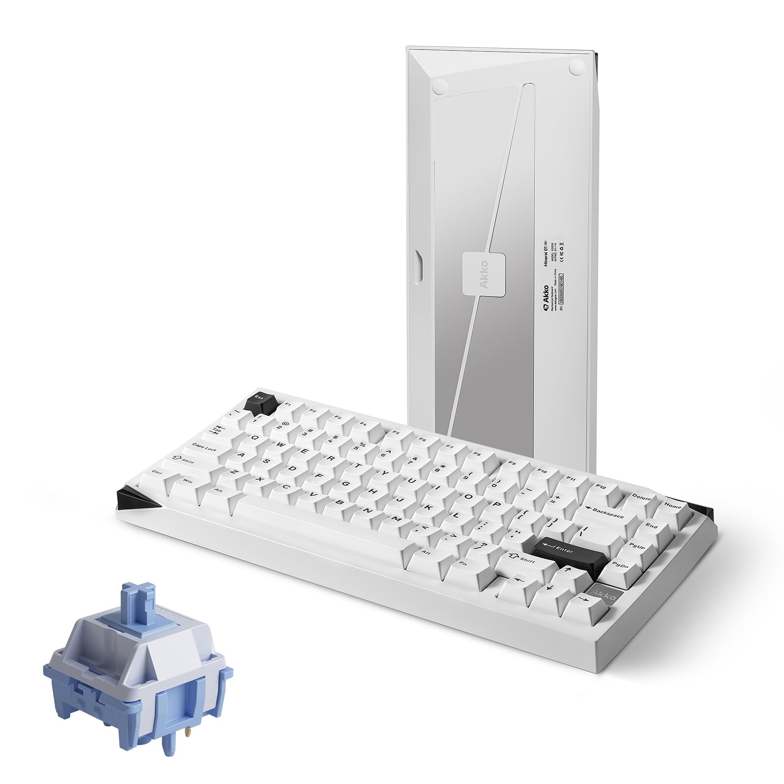 Akko Mineral 01 QMK VIA Aluminum Mechanical Keyboard Tri-Mode RGB Hot-swappable Wireless Gaming Keyboard Black on White Pre-lubed