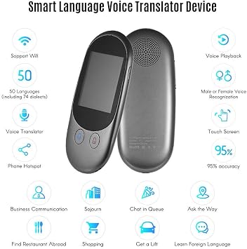 Language Translator Device AI ligent Voice Translation with 52 Kinds of National Language, WiFi, Hotspot Connection Portable for Travel, Learning Decoration