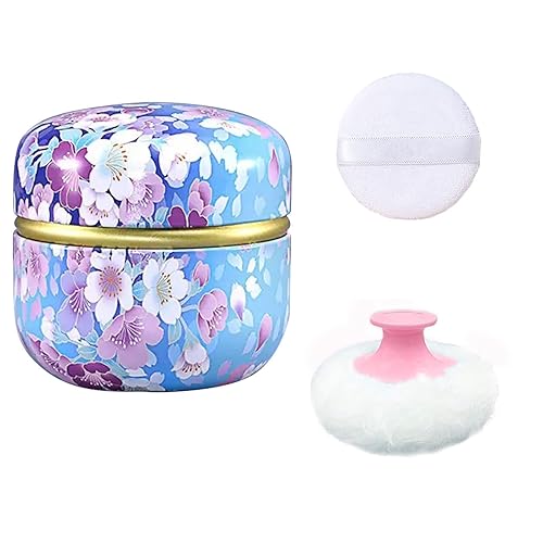 Miniatura 91 de Soplo de polvo corporal y recipiente para polvo de polvo, soplo de polvo para mujer y estuche para polvo para baño y viajes (Lotus)