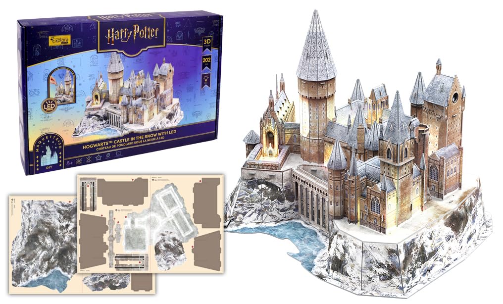 EXPLORA – Luminous Hogwarts Castle – Officially Licensed Harry Potter – 3D Puzzles – 540312-202 Pieces – No Glue or Scissors – Construction Game – Gift – Model Kit – Ages 8 and Above