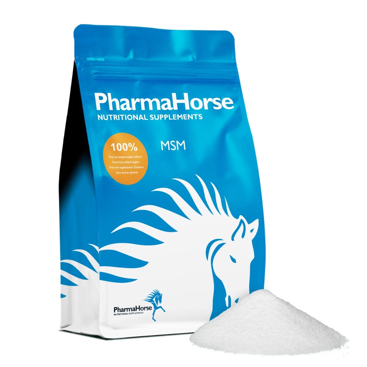 PharmaHorse MSM | Articulation Cheval | Soufre pour Cheval | Sans sucre ajouté | Sulfate de glucosamine 100% Pur | Sans dopage | 1000 grammes