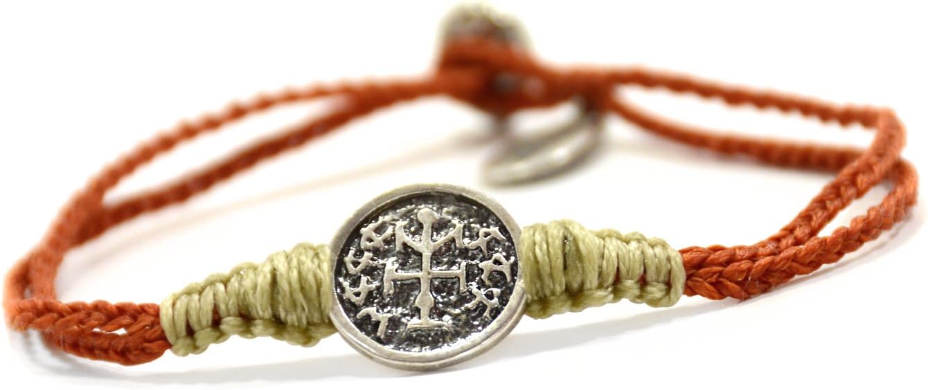 Victory & Winning Sterling Silver Coin Amulet on Two Tone Weaved Bracelet for Men - Sturdy & Elegant MIZZE Jewelry