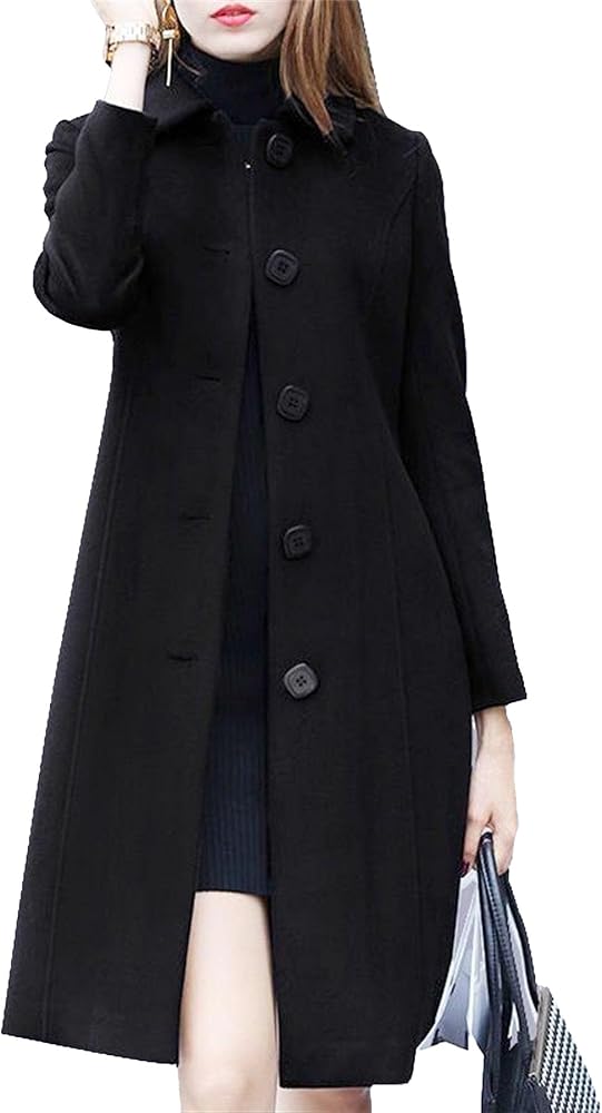 Generic Women's Elegant Single Breasted Long Wool Blend Overcoat Generic Women's Elegant Single Breasted Long Wool Blend Overcoat