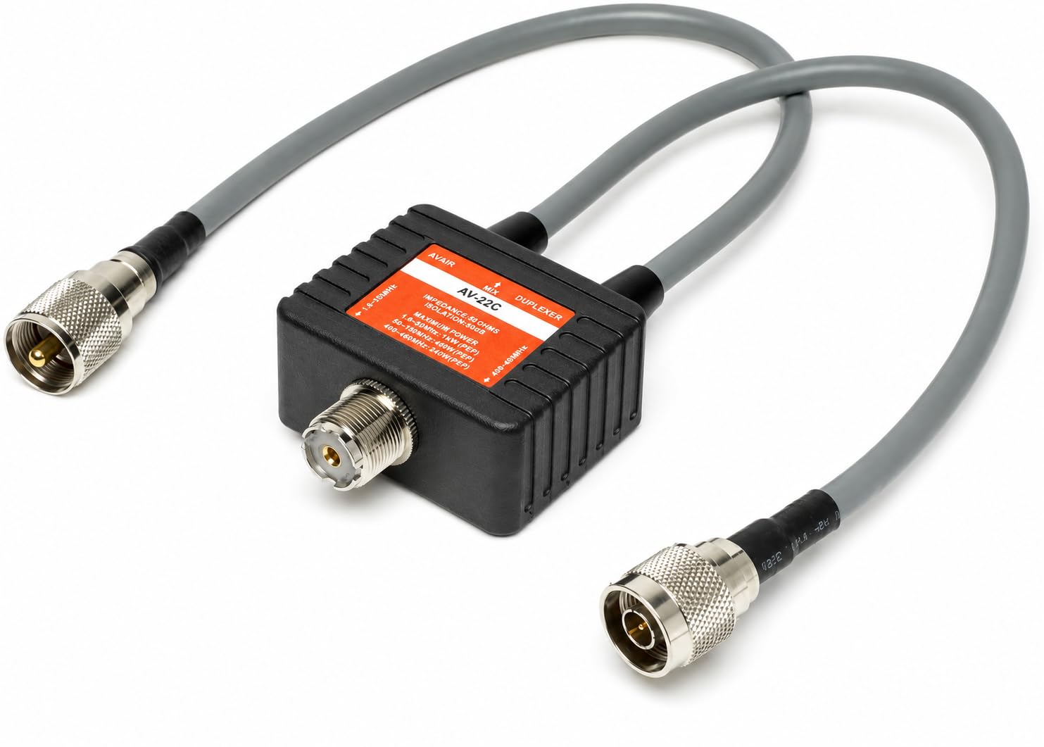 Avair AV-22CNMNM Duplexer VHF/UHF 1.6-150/400-460 MHz, Miscelatore d’Antenna Alta Potenza 400W, Perdita Inserzione 0.2dB, Isolamento 60dB, Connettori PL259/SO239