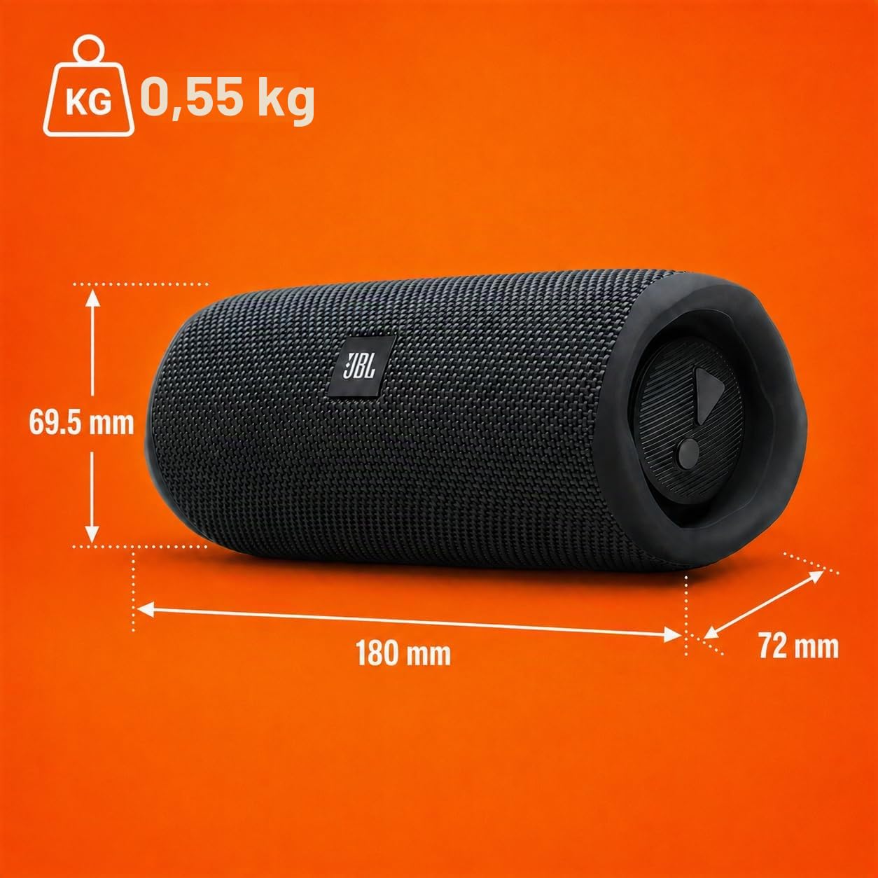 Speaker Bluetooth portatile JBL Flip Essential 3 con batteria ricaricabile, design impermeabile IP67, autonomia fino a 12 ore, Nero