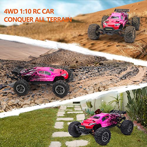 Beswit Rc Cars For Adults 1:10 Remote Control Car 4Wd High Speed Rc Car 2.4Ghz All Terrain Large Rc Truck With Light And Two Batteries 46+Km/H #TOP4