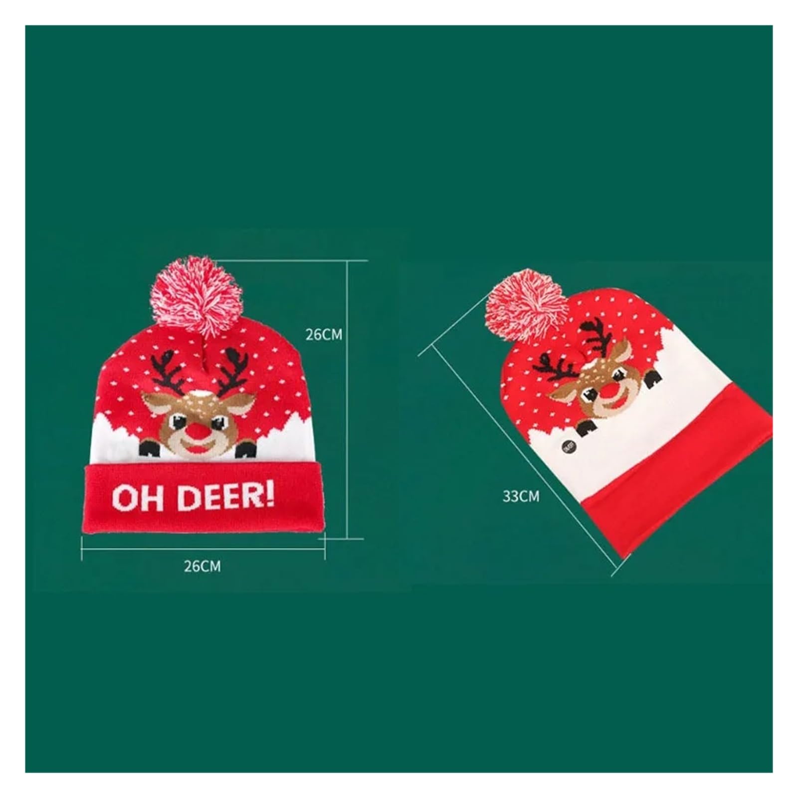 Générique Bonnet tricoté LED de Noël, Bonnet Lumineux pour Homme et Femme | Bonnet tricoté en acrylique, respirant et chaud, dessus rond sans bord(MIXB-3PCS)