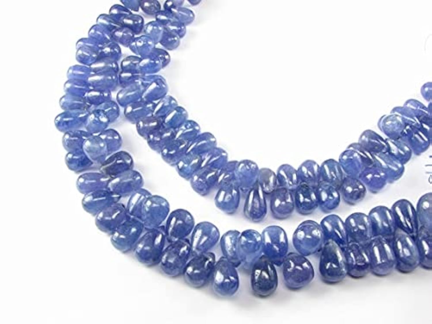 LKBEADS Tanzanit naturalny niepoddany obróbce prawdziwy kamień szlachetny gładki polerowany 3D koraliki briolette 9 mm - 10 mm (4 kamienie szlachetne)