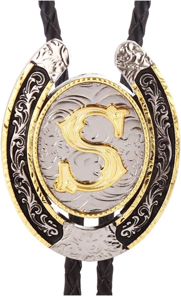 Bolo Tie for Men- Golden Initial Letter ABCDMJR to Z Western Cowboy Bolo Tie for Women