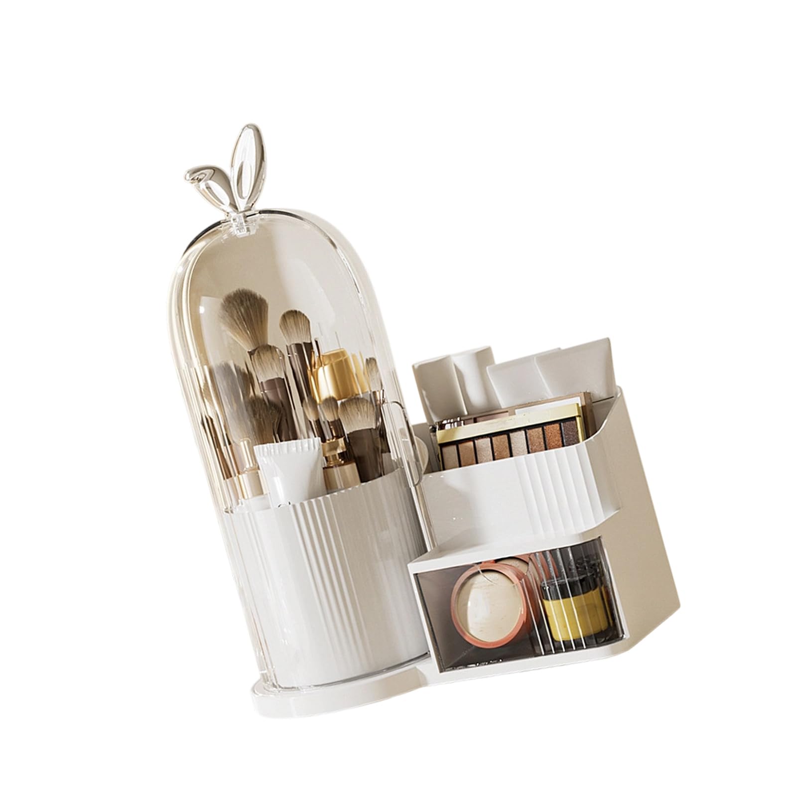 Msioytog White Stylish Rotating Cosmetic Keeper With 360 Degree Turn Design Perfect For Vanity Desk And Bathroom Twirling Desktop Planner