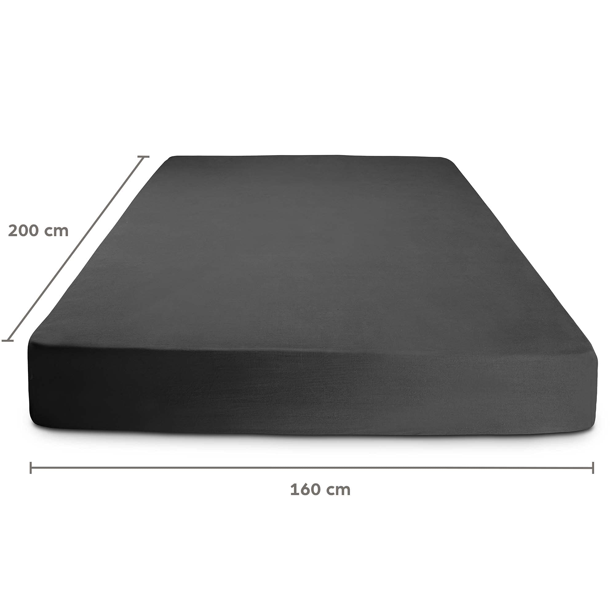 Lenzuola Matrimoniali con Angoli 160x200 cm Grigio Scuro in Cotone per Letto con Materasso fino a 30cm Tessuto Anti-Acaro e Ipoallergenico di Alta Qualità Morbido e Lavabile in Lavatrice