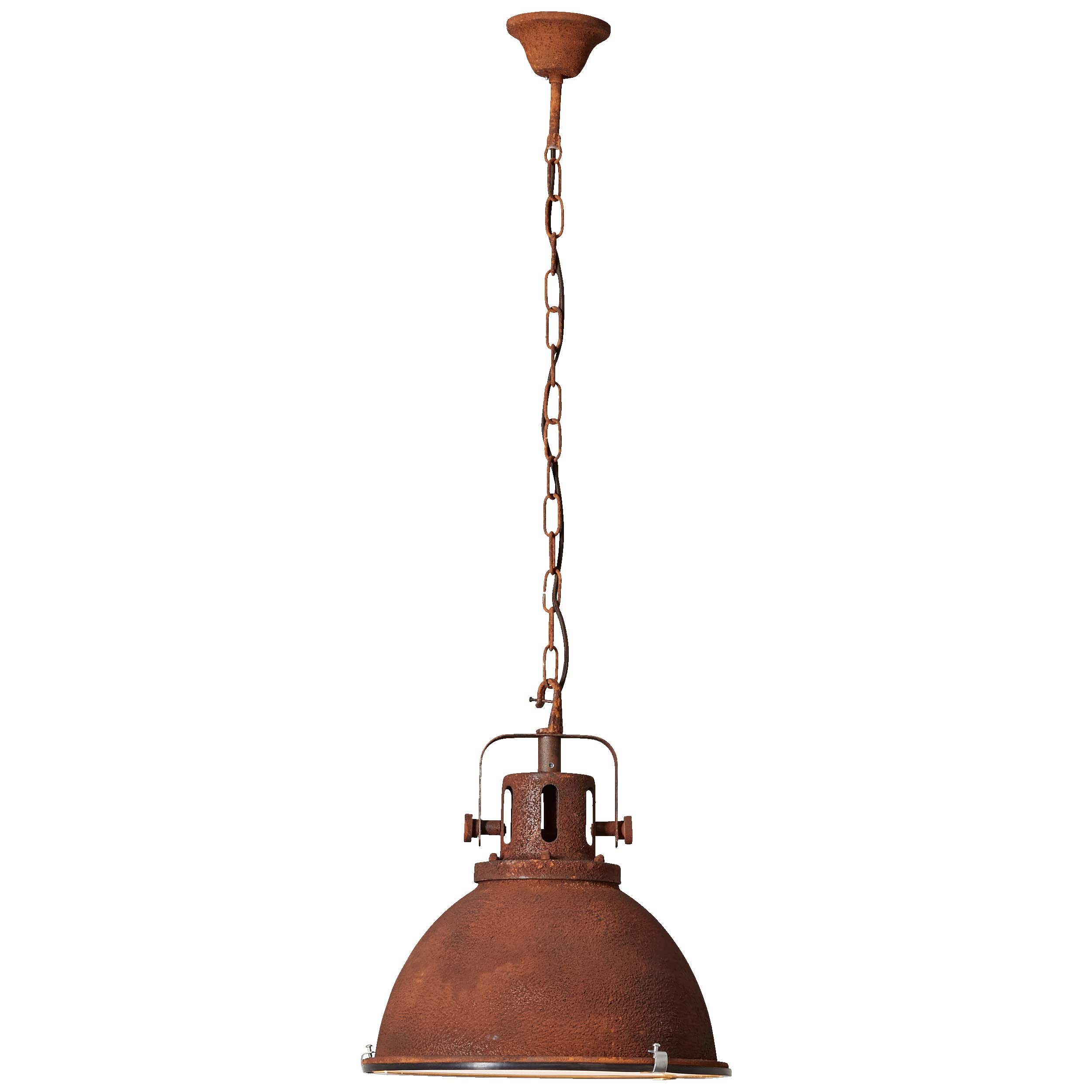 Lightbox Lampada a sospensione vintage - lampada a sospensione industriale accorciabile con disco di vetro - metallo/vetro ruggine - diametro 38 cm