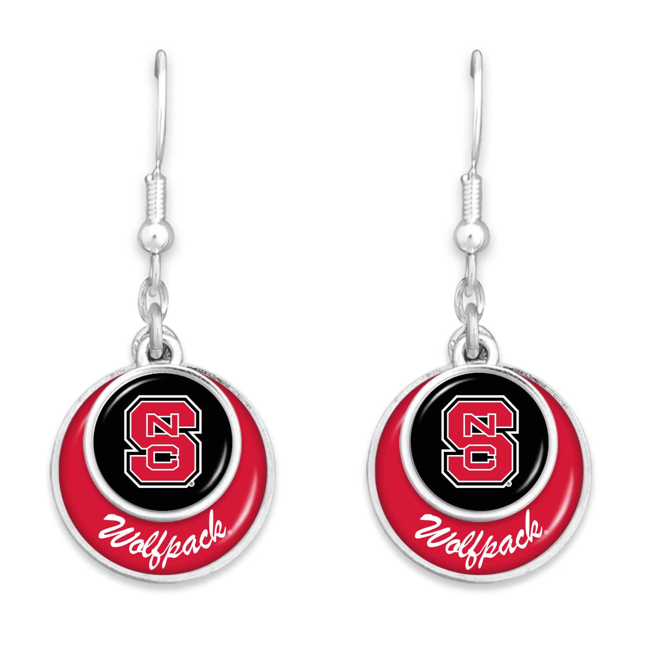 55427 NC State Wolfpack Double Disk Earrings by From the Heart