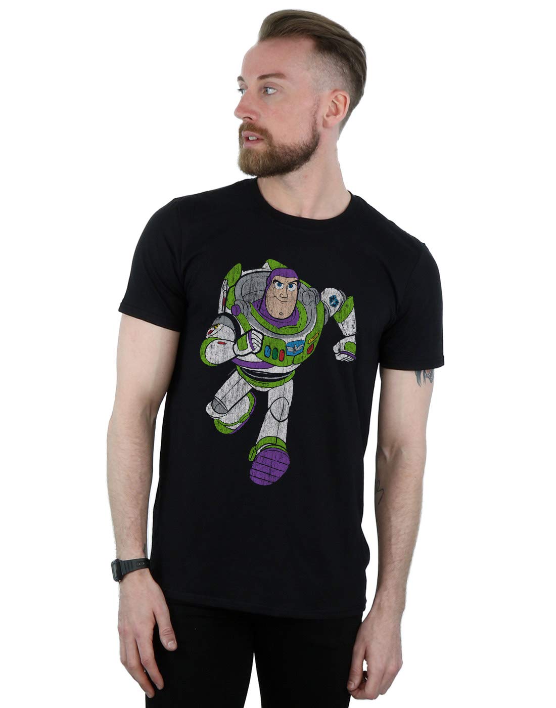 Disney Men's Black Toy Story 4 Classic Buzz Lightyear T-Shirt