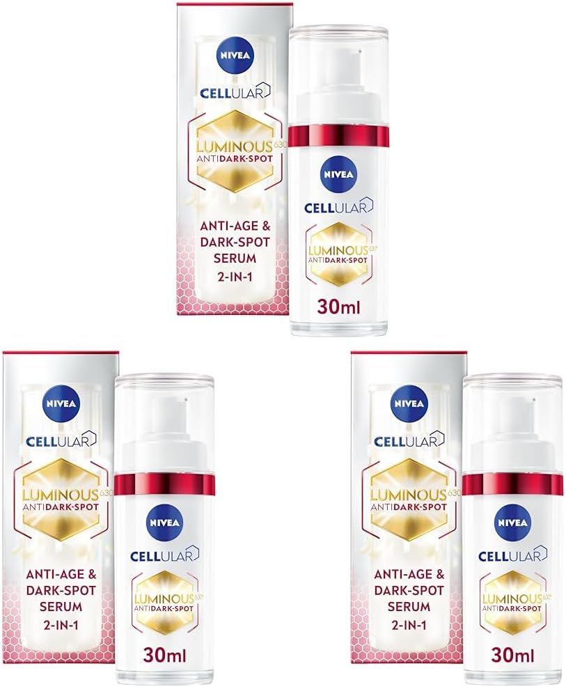 NIVEA Luminous 630 Anti-Age & Dark-Spot Serum (30ml), Facial Serum Reduces 10 Years of Accumulated Age Spots, Face Serum for Even, Strengthened, Younger-Looking Skin (Pack of 3)