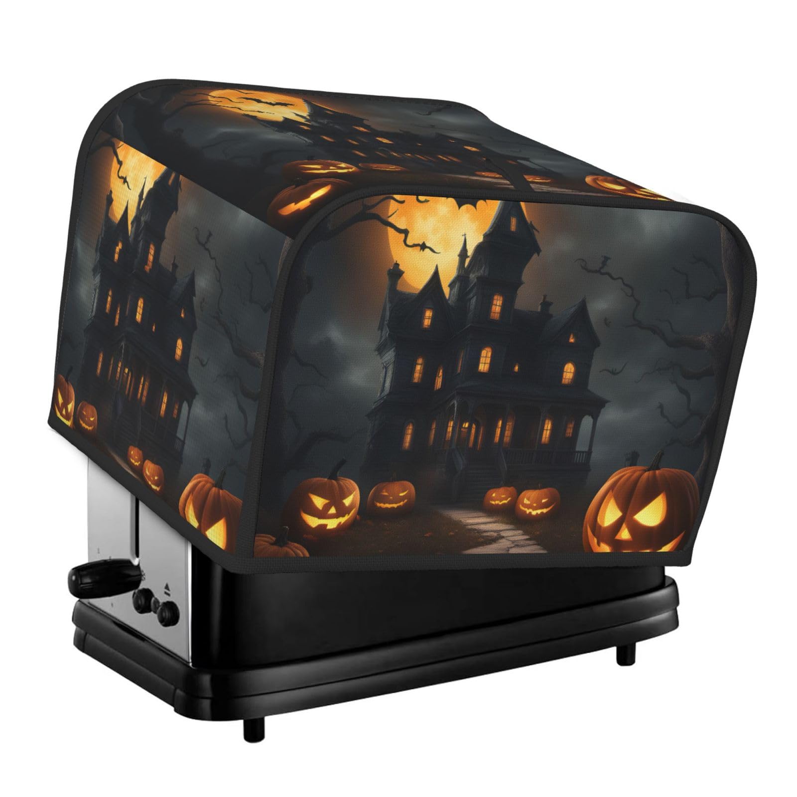Halloween Horror Print 4 Slice Toaster Cover Toasters Dustproof Heat Resistant Kitchen Appliance Protector