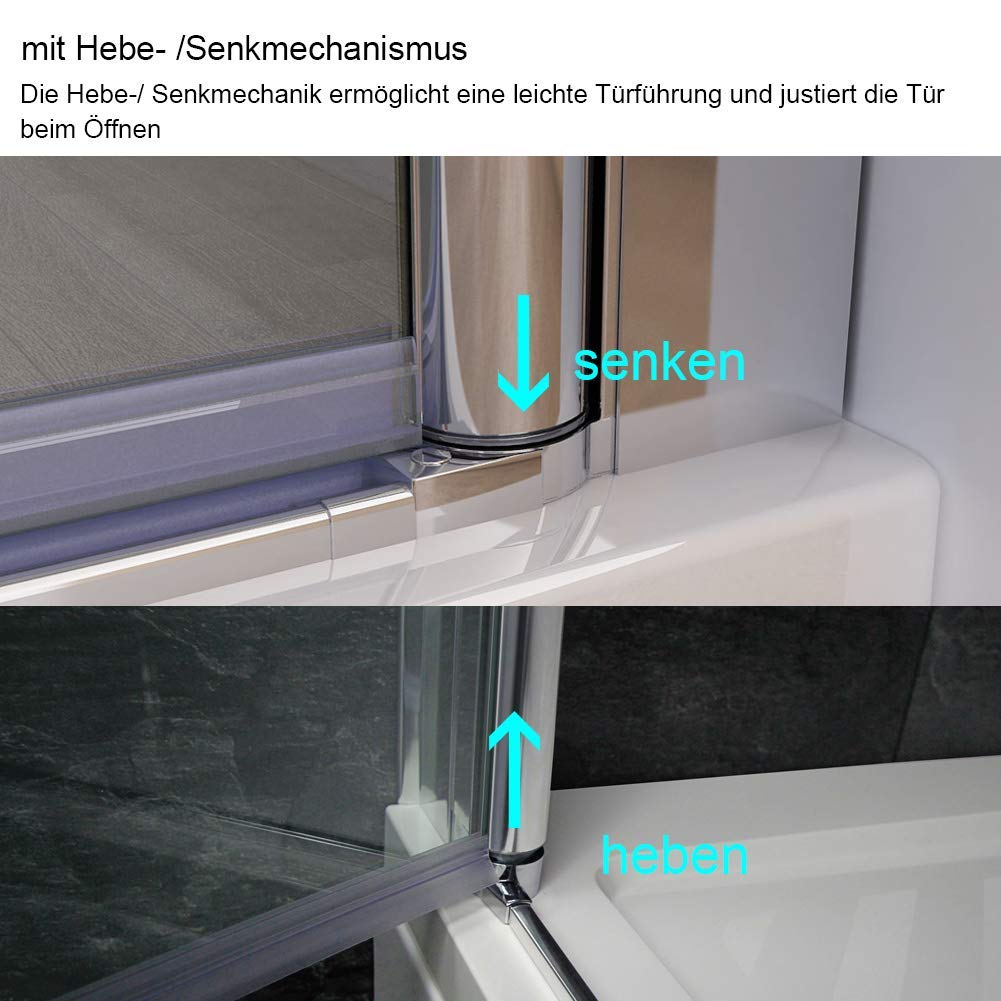 Heilmetz 80cm Nischentür Duschabtrennung Schwingtür Dusche Pendeltür Duschwand 6mm Klar Sicherheitsglas mit Nano Beschichtung Duschtür Höhe 185cm