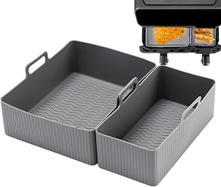 Air Fryer Liners - Silicone Air Fryer Liners, Rectangular Airs Fryers Basket, Easy for Use Non-Stick Baking Tray, 2x Silicone Pot Baking Tray, Multifunctional Bakings Trays Oven Accessories for Home