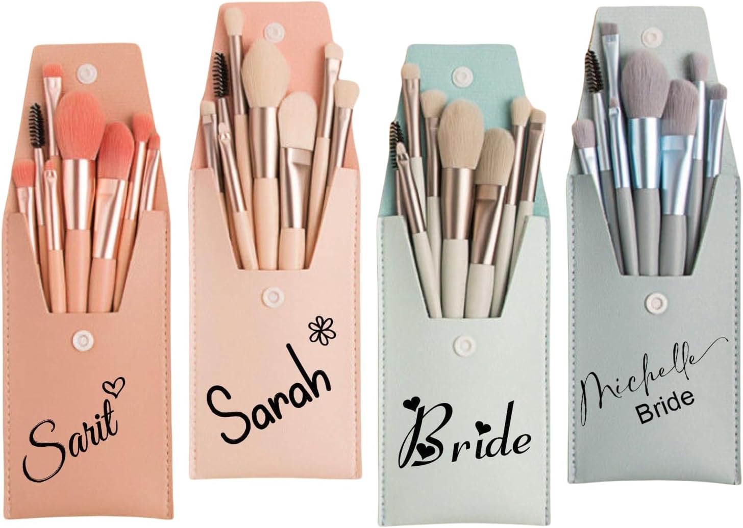 XFYSDIY Personalized 8-Piece Makeup Brush Set With Travel Bag, Personalized Makeup Brush Set, Custom Name Makeup Bag Set Travel Makeup Bag, Perfect Bridal, Bridesmaid Or Bachelorette Gift