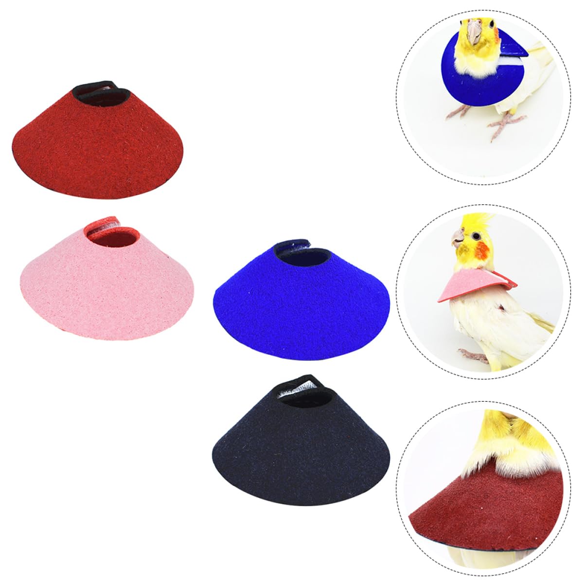 DOITOOL 3sets Parrot Recovery Collar Bird Scratch Collar Multi-Purpose Fabric Comfortable Breathable 4pcs*3