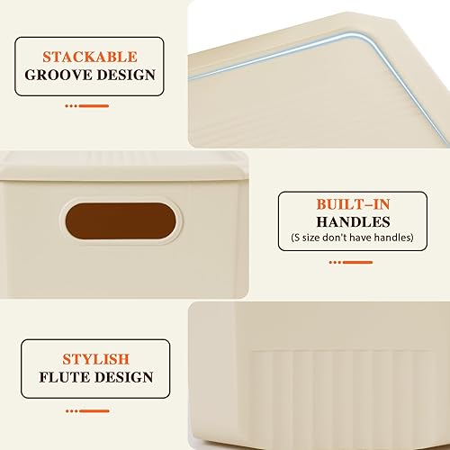 Miniatura 5 de ANMINY Contenedores de almacenamiento de plástico con tapas, cajas de almacenamiento grandes para organización, cestas de almacenamiento de plástico