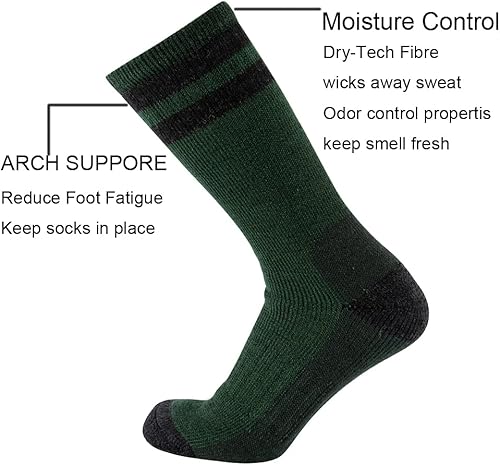 Miniatura 2 de Cerebro Calcetines de lana merino para hombre, calcetines acolchados a media pantorrilla que absorben la humedad, calcetines de senderismo para