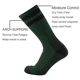 Cerebro Merino Wool Socks for Men, Cushioned Mid-calf Socks Moisture Wicking Men\'s Hiking Socks for Home, Trekking, Outdoors (1Pairs GreenBlack)