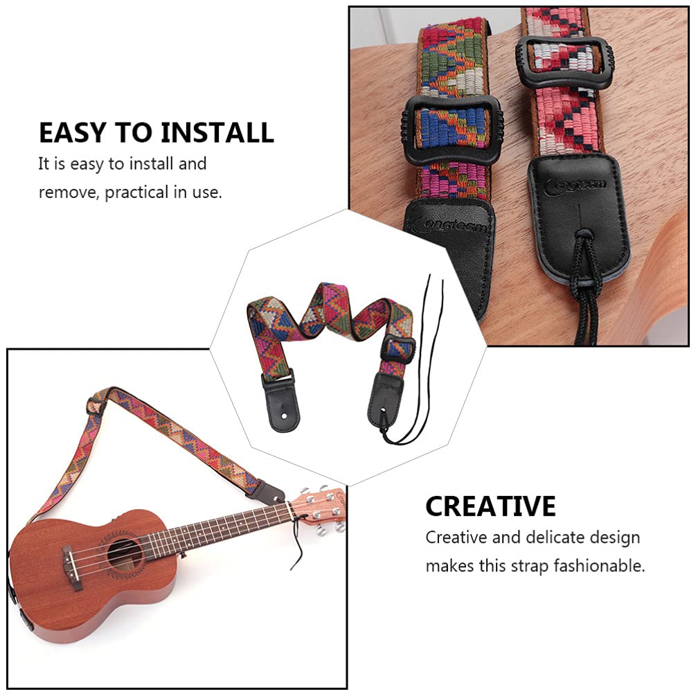 EXCEART Sangle de ukulélé hawaïenne vintage tissée Sangle d'épaule pour banjo Sangle réglable Sangle de rechange pour ukulélé banjo mandoline