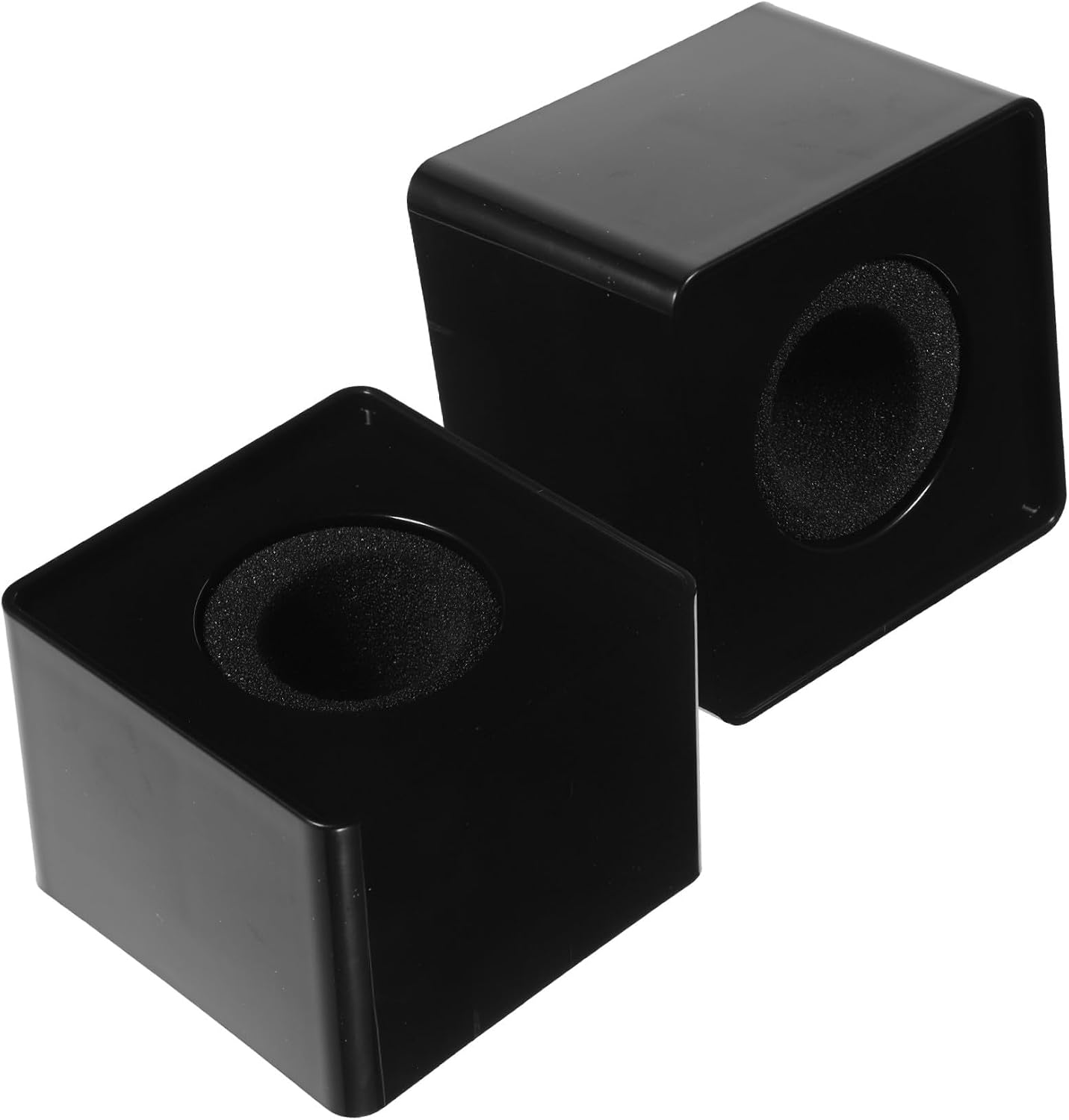 SECFOU 4pcs Square Shaped Abs Microphone Logo Flag Station for Interviews Events Portable Design for Easy Carrying Logo Display Compatible Microphones Black
