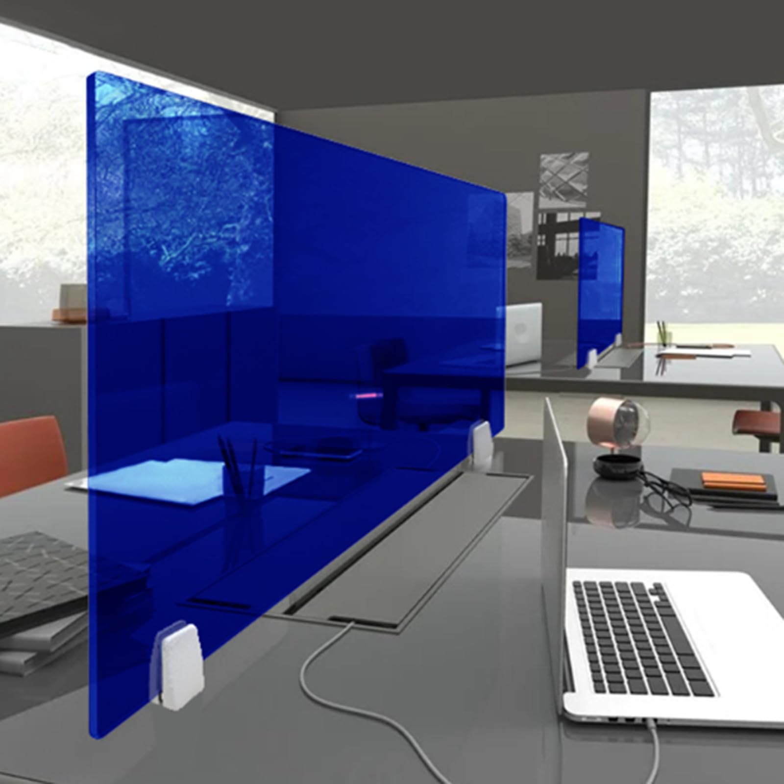 Panel de privacidad acrílico multicolor para escritorio, divisor eeze Guard negro transparente, 60 x 50 cm, 3,5 mm, eficaz para oficinas y uso doméstico